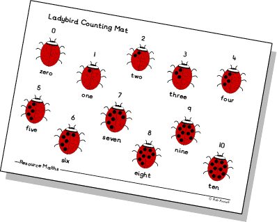 Ladybird Counting Mat with words